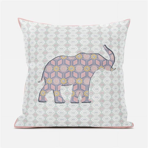 Amrita Sen Designs  18 x 18 in. Elephant Silhouette Duo Broadcloth Indoor & Outdoor Zippered Pillow - Multi Color