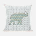 thumbnail image 1 of Elephant Silhouette Duo Throw Pillow in White Pink Green 18x18, 1 of 4