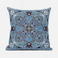 thumbnail image 1 of Lotus Garden Indoor/Outdoor Pillow in Turquoise Blue Brown 18x18, 1 of 4