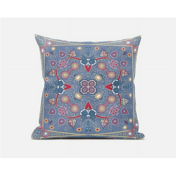 Amrita Sen Designs 18 x 18 in. Paisley Leaf Geo Broadcloth Indoor & Outdoor Zippered Pillow - Multi Color