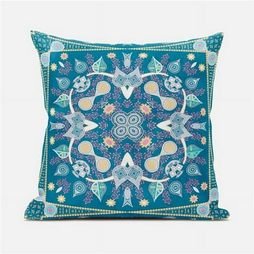 Amrita Sen Designs  18 x 18 in. Paisley Leaf Geo Duo Broadcloth Indoor & Outdoor Zippered Pillow - Multi Color