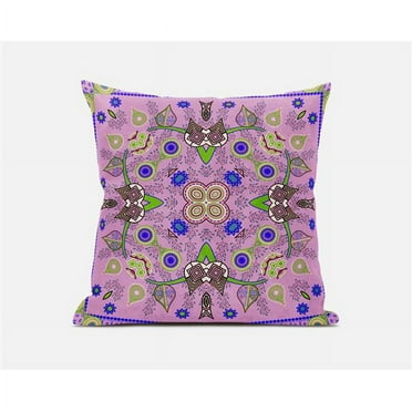 Amrita Sen Designs  18 x 18 in. Paisley Pattern Square Broadcloth Indoor & Outdoor Zippered Pillow - Pink, Blue & Green