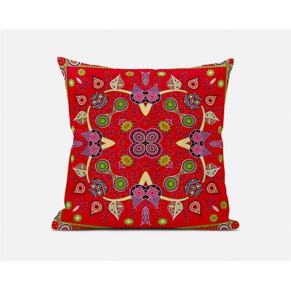 Amrita Sen Designs  18 x 18 in. Paisley Pattern Square Broadcloth Indoor & Outdoor Zippered Pillow - Red