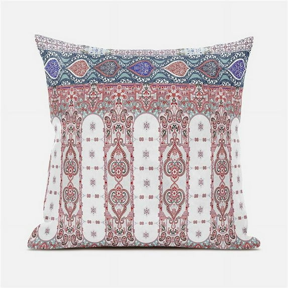 Amrita Sen Taj Garden Columns Duo Indoor/Outdoor Pillow with Removable Cover in Off-White Red Blue18x18