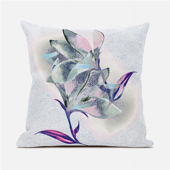 Amrita Sen Waterflower Throw Pillow with Removable Cover in White Blue Pink 18x18