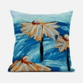 thumbnail image 1 of Hawaii Floral Oil Duo Throw Pillow in Blue Orange 20x20, 1 of 5