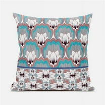 Amrita Sen Designs  20 x 20 in. Lotus Suede Zippered Pillow with Insert - Mint, Grey & Orange