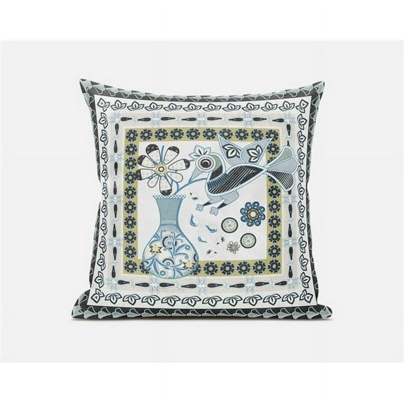 Amrita Sen Designs  20 x 20 in. Love Your Vase Peacock Broadcloth Indoor & Outdoor Zippered Pillow - Multi Color