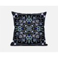thumbnail image 1 of Amrita Sen Designs  20 x 20 in. Paisley Leaf Geo Broadcloth Indoor & Outdoor Zippered Pillow - Black, Grey & Midnight Blue, 1 of 5