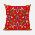 thumbnail image 1 of Amrita Sen Designs  20 x 20 in. Paisley Leaf Geo Duo Suede Zippered Pillow with Insert - Red, 1 of 4
