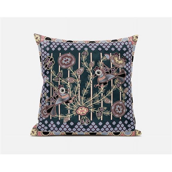 Amrita Sen Designs 20 x 20 in. Pond Peacock Broadcloth Indoor & Outdoor Zippered Pillow - Multi Color
