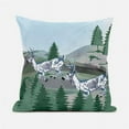 thumbnail image 1 of Running Reindeer Indoor/Outdoor Pillow with Removable Cover in Green Blue20x20, 1 of 4