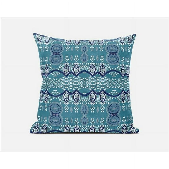 Amrita Sen Designs 20 x 20 in. Sephalina Paisley Leaves Broadcloth Indoor & Outdoor Zippered Pillow - Aqua