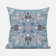 thumbnail image 1 of Amrita Sen Designs  26 x 26 in. Paisley Leaf Geo Duo Broadcloth Indoor & Outdoor Zippered Pillow - Grey & Pink, 1 of 4