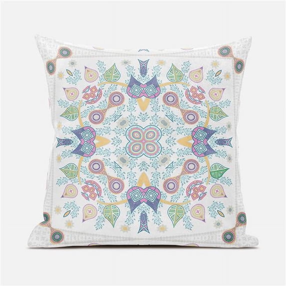 Amrita Sen Designs 26 x 26 in. Paisley Leaf Geo Duo Broadcloth Indoor & Outdoor Zippered Pillow - Multi Color