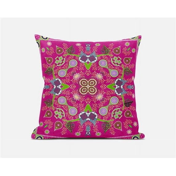 Amrita Sen Designs 26 x 26 in. Paisley Pattern Square Broadcloth Indoor & Outdoor Zippered Pillow - Hot Pink