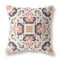 thumbnail image 1 of Divine Flowers Faux Suede Fabric Throw Pillow in Off White and Blue 16x16, 1 of 9