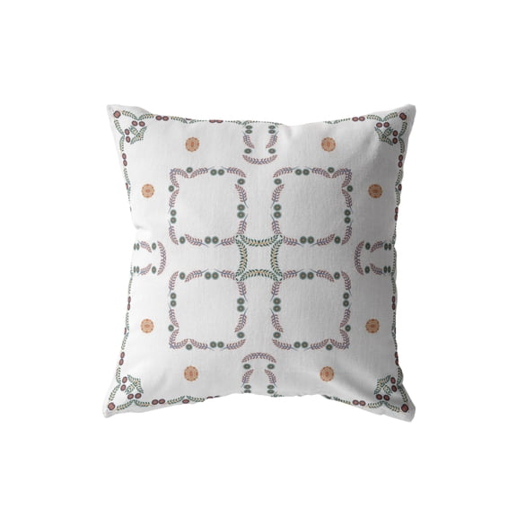 Flower Box Indoor/Outdoor Broadcloth Fabric Pillow in White 26x26