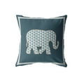 thumbnail image 1 of Light Elephant Indoor/Outdoor Fabric Pillow in White on Blue 16x16, 1 of 9