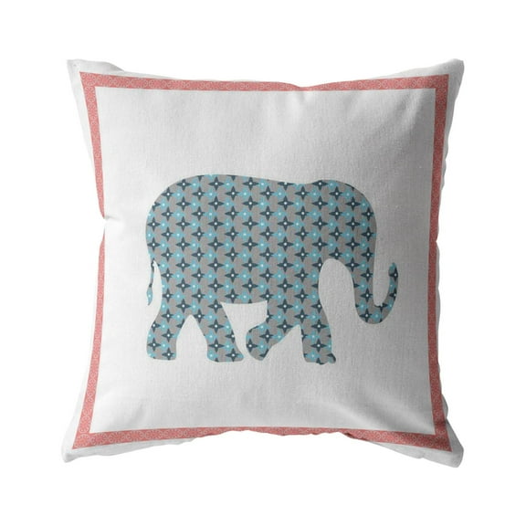 Amrita Sen Designs Amrita Sen Light Elephant Indoor Outdoor Pillow Zip 20" x 20"