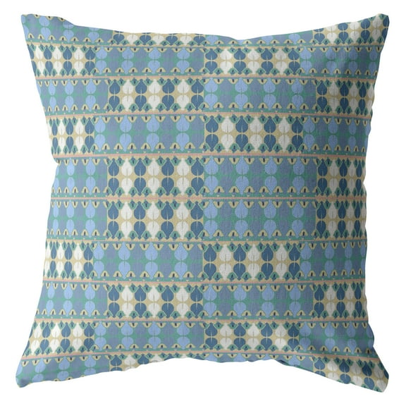 Amrita Sen Square Spades 16" Suede Zippered Pillow in Muted Light Blue