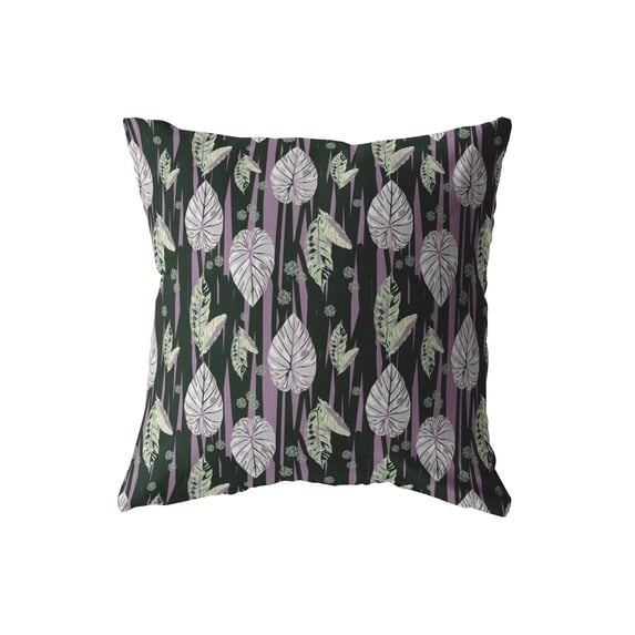 Tropics Suede Blown and Closed Pillow Purple and Dark Green 16"x16"