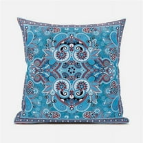 Amrita Sen Designs CAPL1007BrCDS-ZP-16x16 16 x 16 in. Floral Paisley Broadcloth Indoor & Outdoor Zippered Pillow - Red, Blue & Black