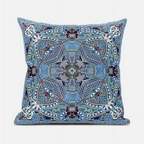 Amrita Sen Designs CAPL1021BrCDS-ZP-16x16 16 x 16 in. Lotus Garden Broadcloth Indoor & Outdoor Zippered Pillow - Turquoise, Blue & Brown