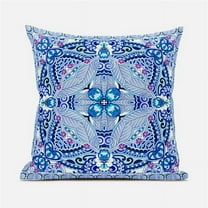 Amrita Sen Designs CAPL1027BrCDS-ZP-26x26 26 x 26 in. Lotus Garden Broadcloth Indoor & Outdoor Zippered Pillow - White, Blue & Purple