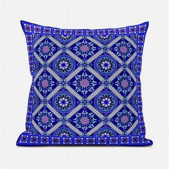Amrita Sen Designs CAPL1037FSDS-ZP-16x16 16 x 16 in. Mandala Floral Tiles Suede Zippered Pillow with Insert - Multi Color