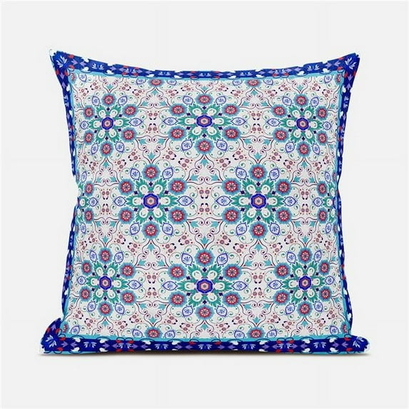 Amrita Sen Designs CAPL1040BrCDS-BL-18x18 18 x 18 in. Medallion Broadcloth Indoor & Outdoor Blown & Closed Pillow - Multi Color