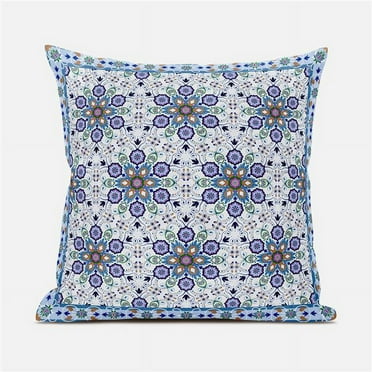 Amrita Sen Designs CAPL1047BrCDS-ZP-18x18 18 x 18 in. Medallion Broadcloth Indoor & Outdoor Zippered Pillow - Multi Color