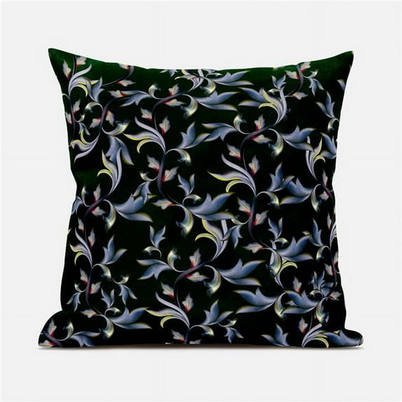 Leaf Art Indoor/Outdoor Pillow in Green Gray Yellow Pink 18x18