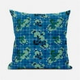 thumbnail image 1 of Amrita Sen Designs CAPL1149BrCDS-BL-18x18 18 x 18 in. Checkerboard Marigold Flowers Broadcloth Indoor & Outdoor Blown & Closed Pillow - Blue & Green, 1 of 5