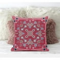 thumbnail image 1 of Paisley Leaf Geo Throw Pillow in Red Gray Blue 18x18, 1 of 3