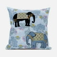 thumbnail image 1 of Amrita Sen Designs CAPL726FSDS-ZP-20x20 20 x 20 in. Two Elephants Suede Zippered Pillow with Insert - Sky, Black & White, 1 of 5