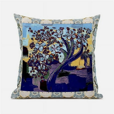 Amrita Sen Designs  16 x 16 in. Tree Oil Duo Suede Zippered Pillow with Insert - Brown, Green & Yellow