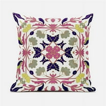 Amrita Sen Designs  20 x 20 in. Venetian Flower Paisley Duo Suede Zippered Pillow with Insert - White, Green & Blue