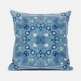 thumbnail image 1 of Amrita Sen Designs  16 x 16 in. Paisley Leaf Geo Duo Suede Zippered Pillow with Insert - Muted Blue & White, 1 of 4