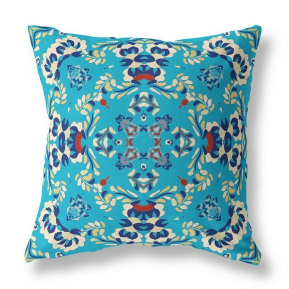 Earth and Heaven Indoor/Outdoor Fabric Pillow with Zip in Blue Navy Blue 16x16