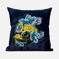 thumbnail image 1 of Amrita Sen Flamingo with Flower Throw Pillow in Blue Yellow 18x18, 1 of 5