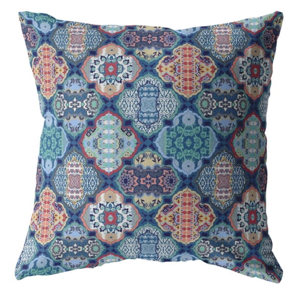 Amrita Sen Suede Zippered Pillow With Turquoise And Red Finish CAIPL23FSDS16X16
