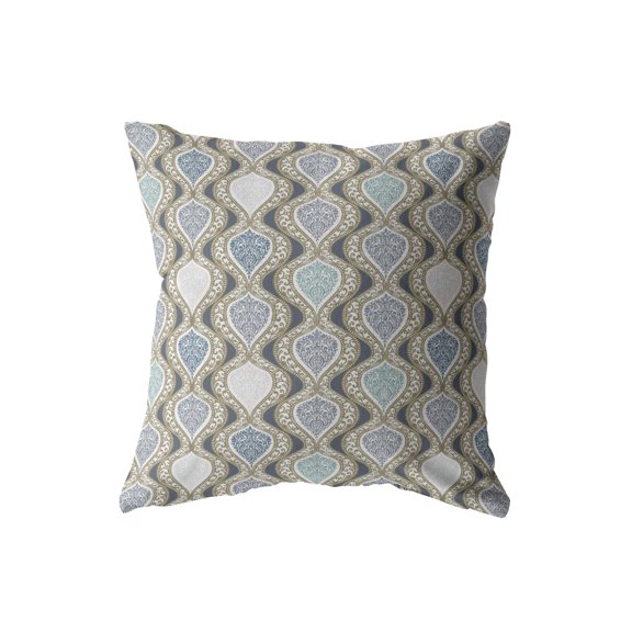 Flower Prism Indoor/Outdoor Pillow with Removable Cover in Copper and Gray16x16