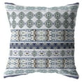 thumbnail image 1 of Flower Strips Suede Blown and Closed Pillow Navy and Teal on White 18"x18", 1 of 5