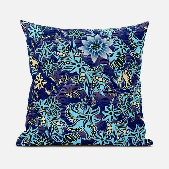 Amrita Sen Flying Floral Paisley Throw Pillow in Sky Blue Purple Beige 16x16