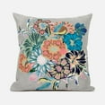 thumbnail image 1 of Amrita Sen Friendship Bouquet Indoor/Outdoor Pillow in Gray Blue Peach 20x20, 1 of 5