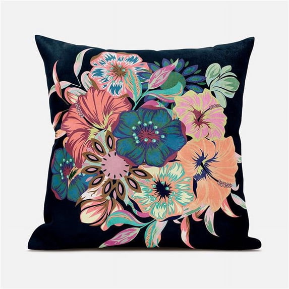 Amrita Sen Friendship Bouquet Indoor/Outdoor Pillow with Removable Cover in Indigo Peach Green20x20