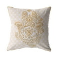 thumbnail image 1 of Amrita Sen Hamsa Hand 18" Suede Double Sided Zippered Pillow in Gold, 1 of 4