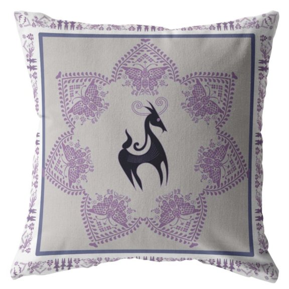 Amrita Sen Suede Zippered Pillow With Black on Gray Finish CAIPL51FSDS18X18