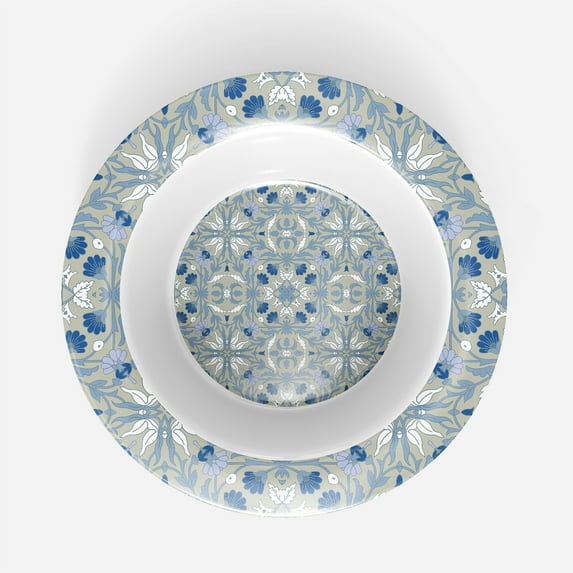 Amrita Sen Jahan Paisley 10 in Decorative Microwave Safe Thermosaf Soup Bowl by Amrita Sen in Light Green Blue